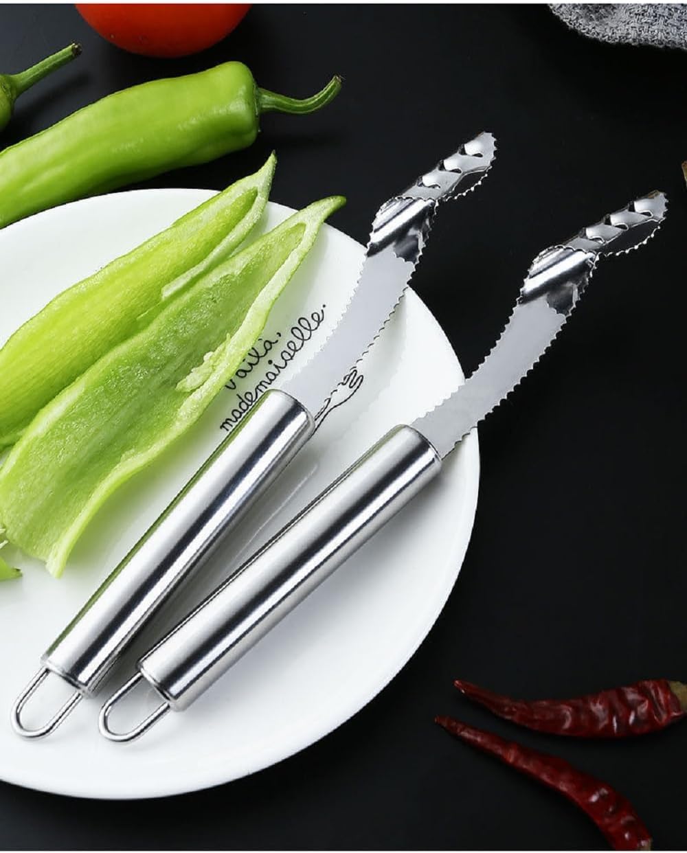 Fruit and Vegetable Corer Tool, Multi-Function Stainless Corer and Pitter Remover Set for Apple, Pear, Cherry, Jujube, Red Dates, Berry, Chili, Jalapeno Pepper, Tomato, potato - 6 Pieces