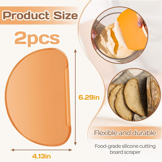 2PCS Bowl Dough Scraper,Flexible Bowl Scraper,Curved Edge Bread Dough Scraper Bowl Spatula,Spatula Multipurpose Baking Food Scraper,Pastry Cutter Tool