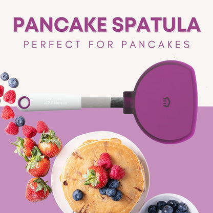 Pancake Batter Dispenser and Pancake Spatula Flipper - Perfect Baking Tool for Cupcakes, Waffles, Crepes, Cake or Any Baked Goods (Purple) - Heat Resistant Wide Spatula Perfect for Pancakes