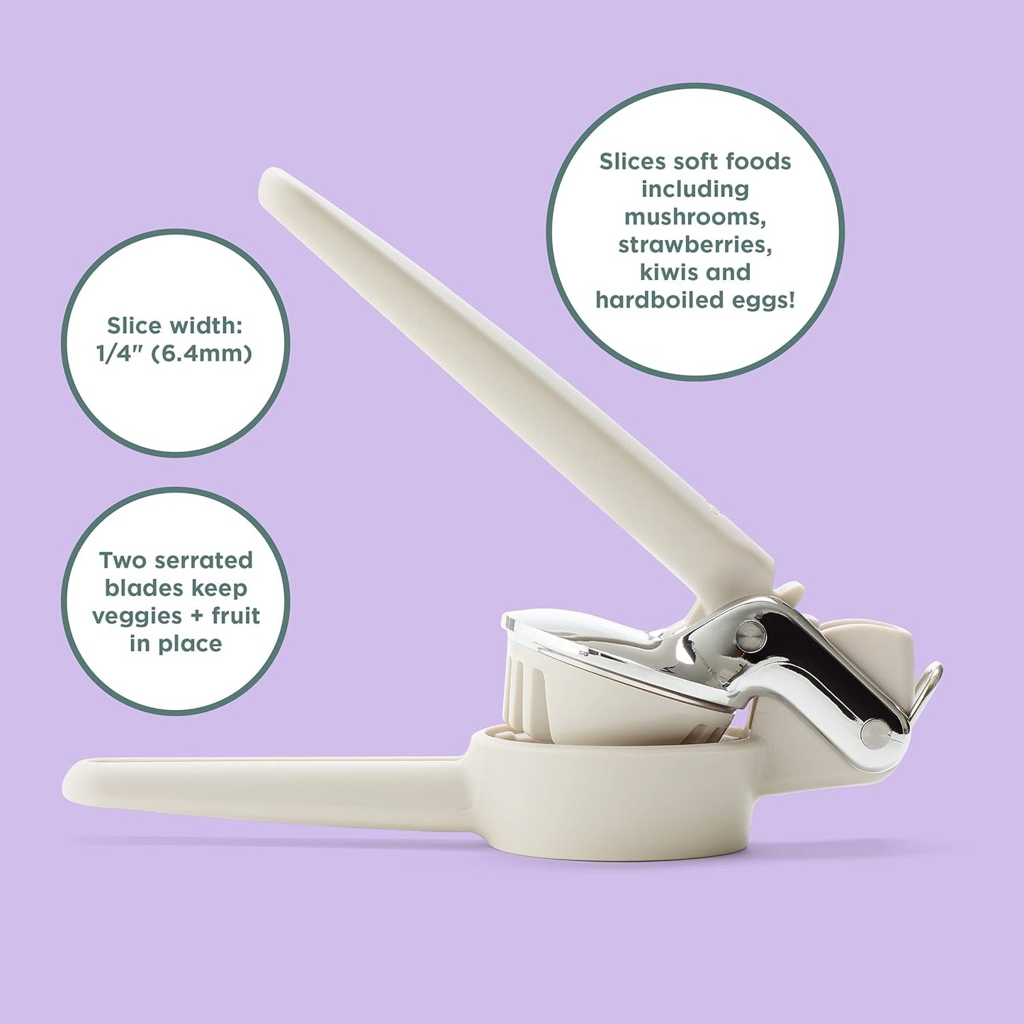 FreshForce Hand-Held Slicer, Slices Mushrooms, Strawberries, Kiwis and More, Taupe