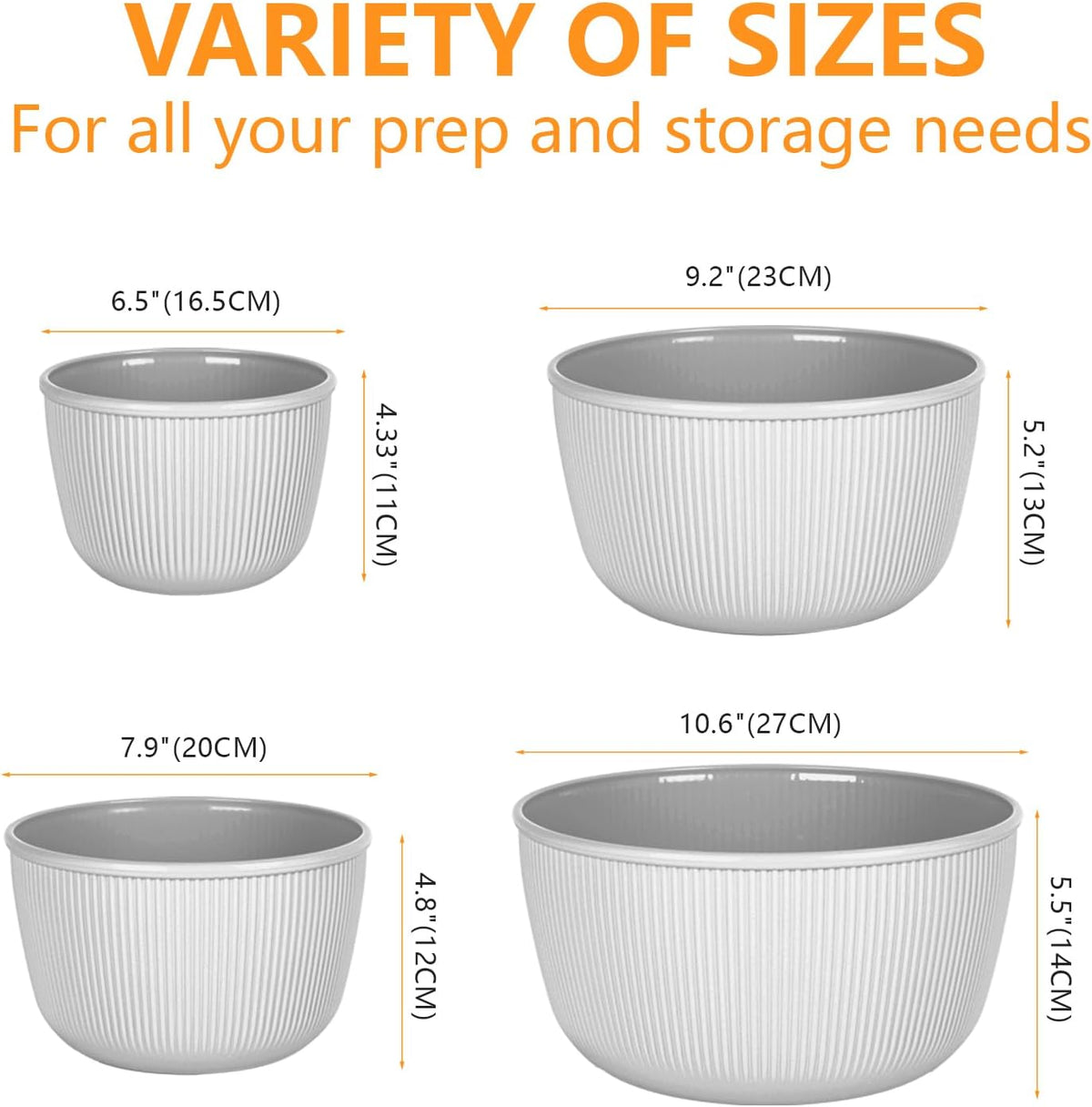 BoxedHome Mixing Bowls with Lids Set, 4.97 Quarts