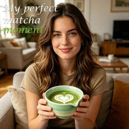 Matcha Whisk Set, Japanese Tea Set Includes Matcha Bowl with Spout, Bamboo Whisk, Ceramic Chasen Holder, Scoop, Sifter, 5 pcs Traditional Tea Making Kit for Matcha Lovers Women Men