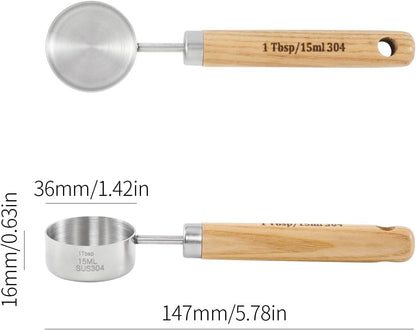 Coffee Scoop – 1Tbsp(15ml) Vintage Measuring Spoon, 304 Stainless Steel with Solid Wood Handle – Perfect for Coffee, Tea, and More