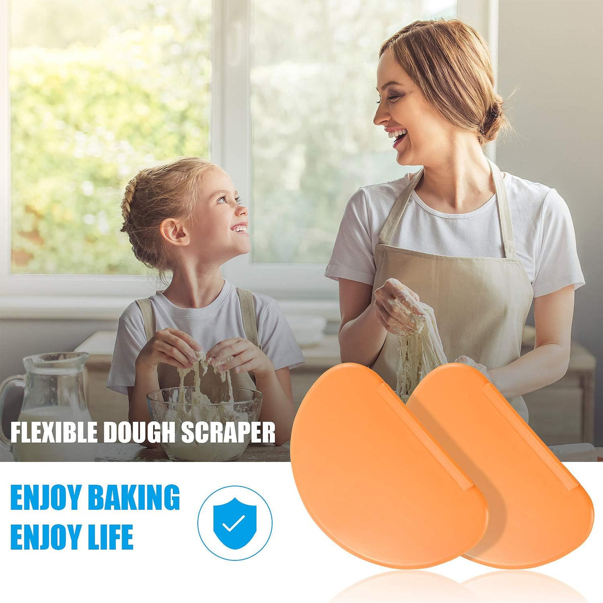 2 Pcs Bowl Scraper Dough Bench Scraper Baking Flexible Spatula