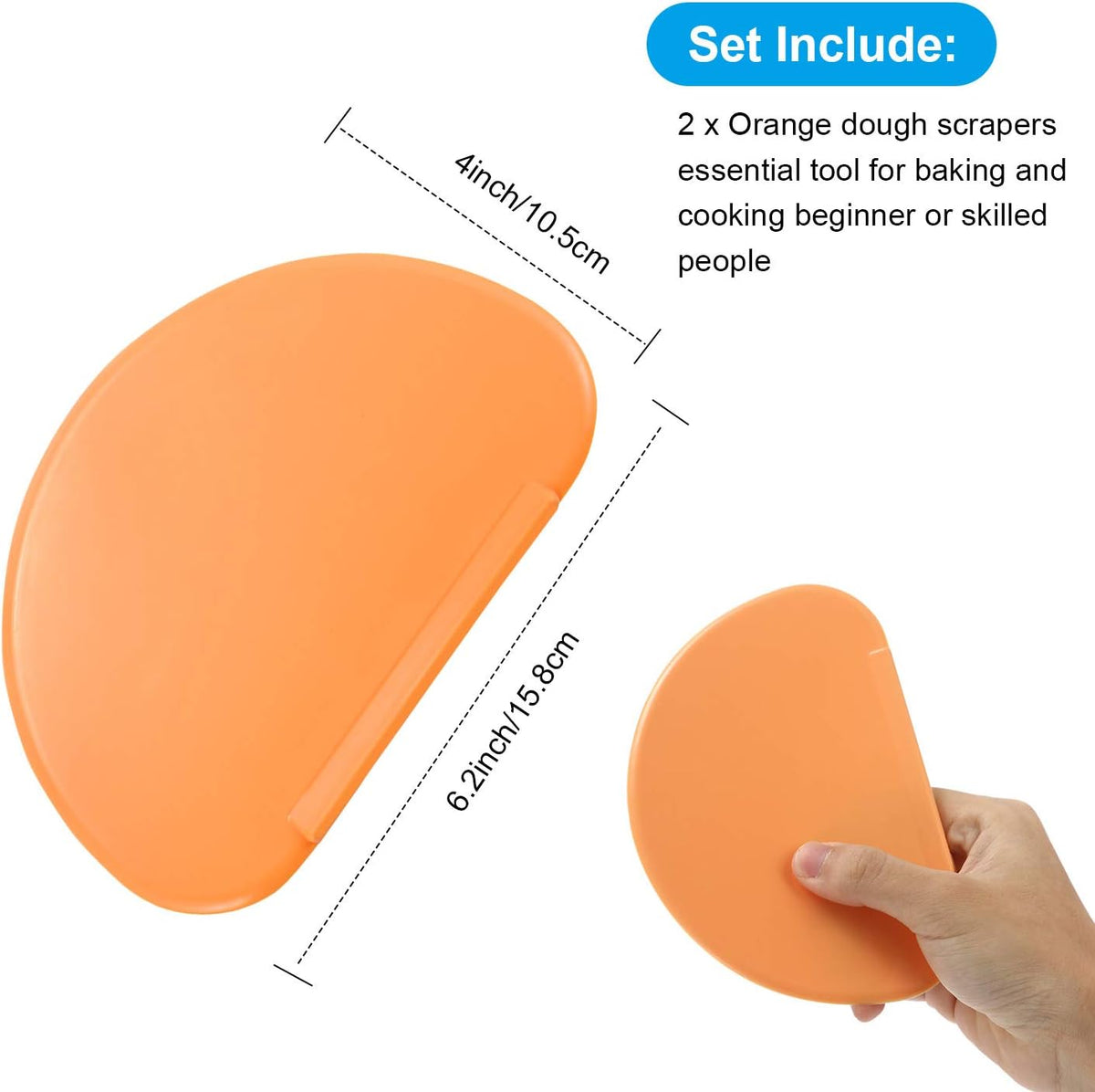 2 Pcs Bowl Scraper Dough Bench Scraper Baking Flexible Spatula