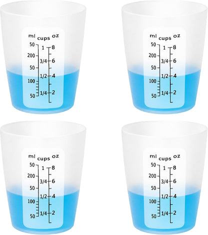 Silicone Resin Mixing Measuring Cups for Resin Supplies, Easy-to-Read Marks, 600ml/20oz Bowl, 250&100ml Thickened Reusable Silicone Cups for Epoxy Mixing, with Stir Sticks, Jewelry Making