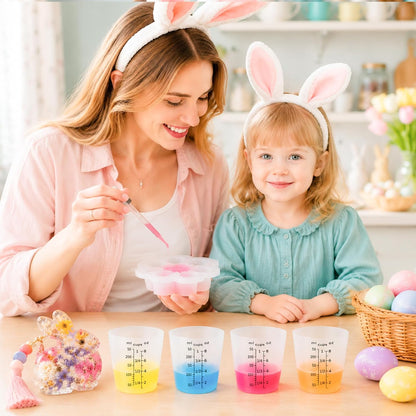 Silicone Resin Mixing Measuring Cups for Resin Supplies, Easy-to-Read Marks, 600ml/20oz Bowl, 250&100ml Thickened Reusable Silicone Cups for Epoxy Mixing, with Stir Sticks, Jewelry Making