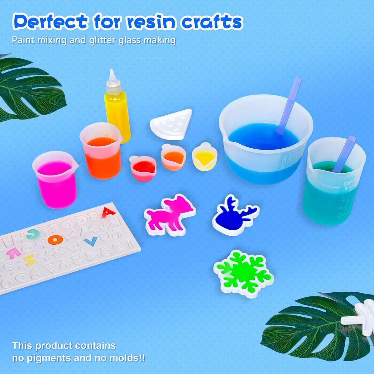 Silicone Resin Mixing Measuring Cups for Resin Supplies, Easy-to-Read Marks, 600ml/20oz Bowl, 250&100ml Thickened Reusable Silicone Cups for Epoxy Mixing, with Stir Sticks, Jewelry Making