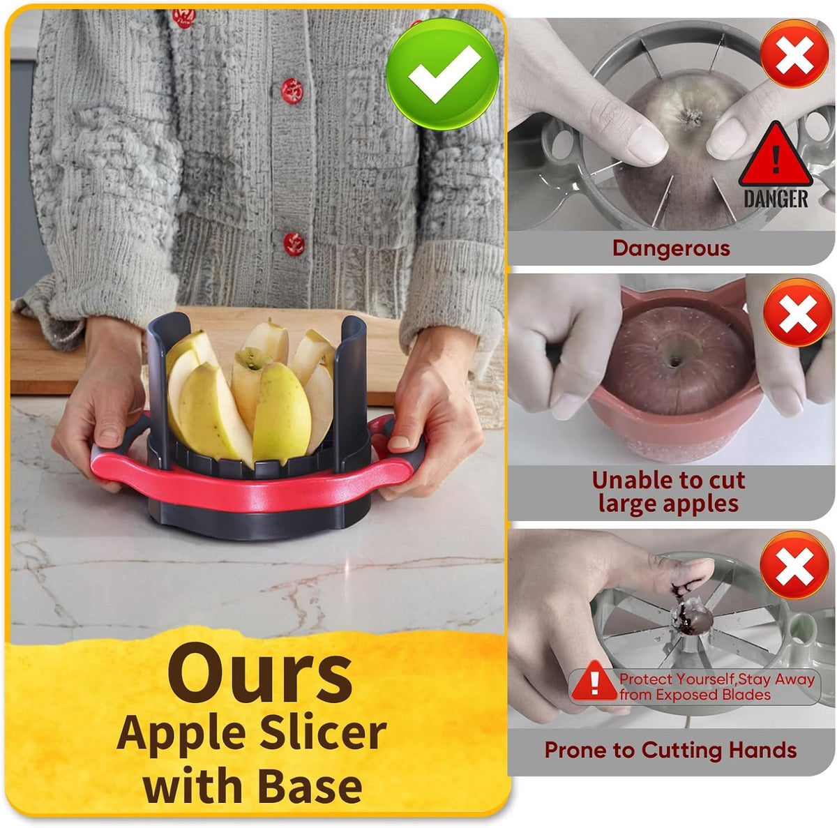 Newness 5.12-In Extra Large Apple Slicer, 16-Blade Cutter