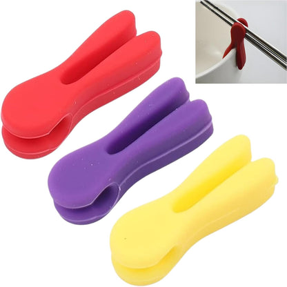 3Pcs Silicone Pot Clip Spoon Rest, Utensil Pot Clip Heat Resistant Kitchen Utensil Holder, Bracket Clips Chopstick Cutlery Rests，for Stove Top Rest Kitchen Spoon Holder
