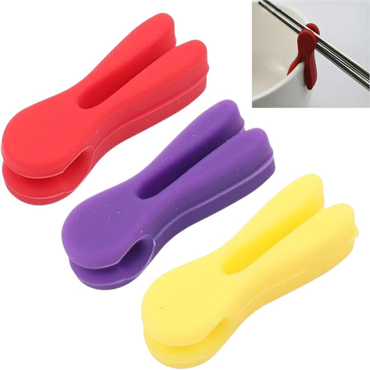 3Pcs Silicone Pot Clip Spoon Rest, Utensil Pot Clip Heat Resistant Kitchen Utensil Holder, Bracket Clips Chopstick Cutlery Rests，for Stove Top Rest Kitchen Spoon Holder