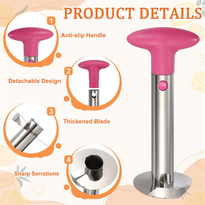 2Pcs Pineapple Corer 9.4x4.1" Stainless Steel Upgraded Core Eye Pink