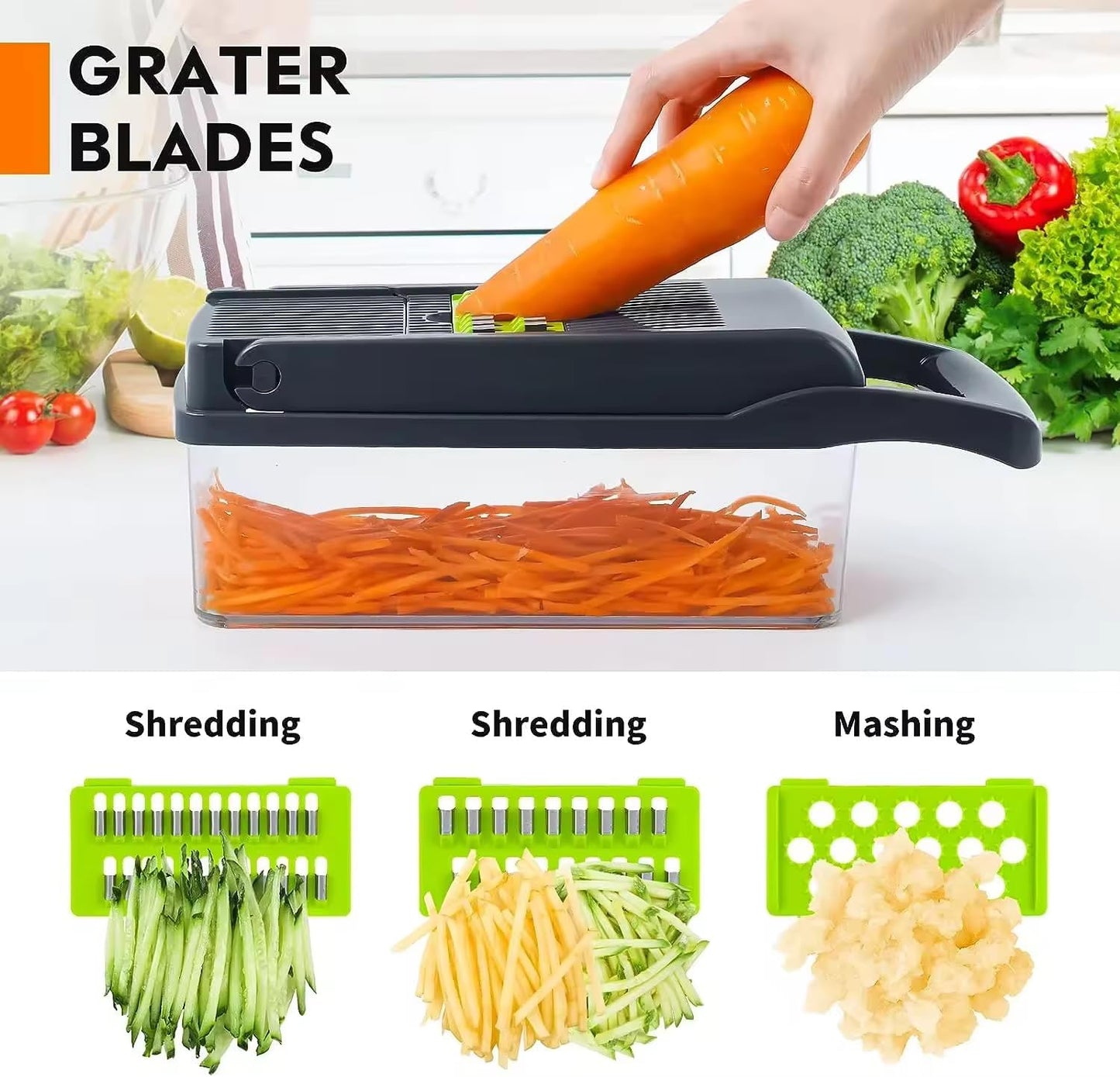 16-in-1 Vegetable Chopper & Slicer - Multifunctional Kitchen Food Cutter for Onion, Salad, Fruit with Adjustable Dicer and Storage Container