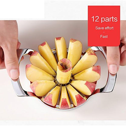 Stainless Steel Apple Slicer and Corer - 12 Blades Food Grade 304 Extra Large Heavy Duty Apple Cutter Divider up to 4 Inch Apples