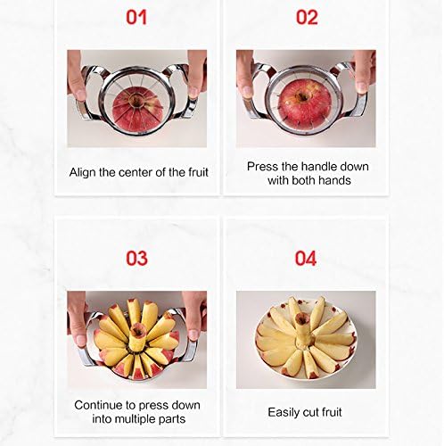 Stainless Steel Apple Slicer and Corer - 12 Blades Food Grade 304 Extra Large Heavy Duty Apple Cutter Divider up to 4 Inch Apples