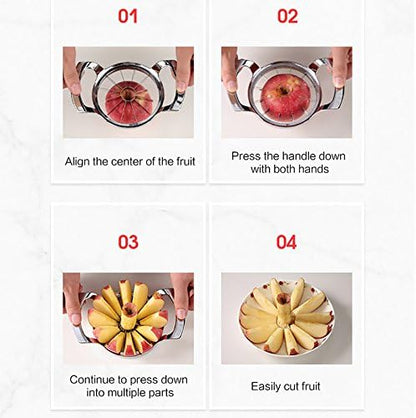 Stainless Steel Apple Slicer and Corer - 12 Blades Food Grade 304 Extra Large Heavy Duty Apple Cutter Divider up to 4 Inch Apples