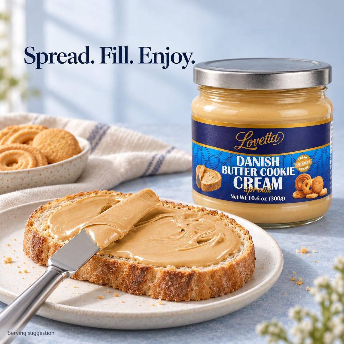 Lovetta Dubai Filling Pistachio & Knafeh 10.6oz (300g) Jar – Dubai Chocolate Bar Spread, Rich Pistachio & Knafeh Cream, Gourmet Filling for Desserts, Pastries & Kataifi Bars – Ready to Use