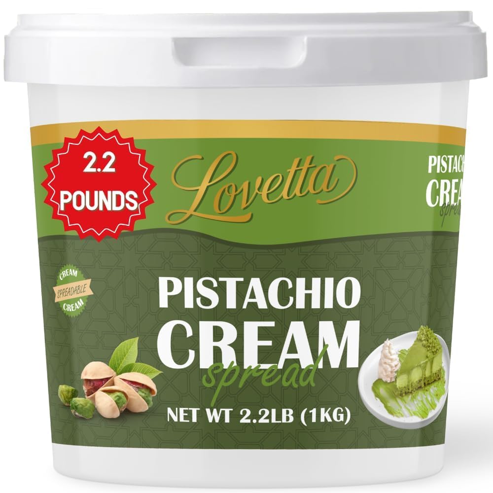 Lovetta Dubai Filling Pistachio & Knafeh 10.6oz (300g) Jar – Dubai Chocolate Bar Spread, Rich Pistachio & Knafeh Cream, Gourmet Filling for Desserts, Pastries & Kataifi Bars – Ready to Use