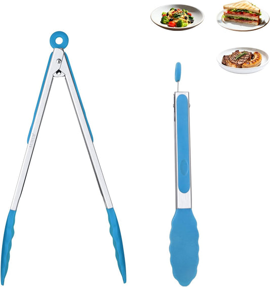 2-Pack Silicone Kitchen Tongs, 9 & 12 Inch, Non-Slip Cooking Set | Food Grade Silicone,BPA Free,Heat Resistant,Non-Slip Grip,Dishwasher Safe,For Daily & BBQ Use