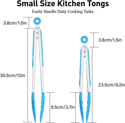 2-Pack Silicone Kitchen Tongs, 9 & 12 Inch, Non-Slip Cooking Set | Food Grade Silicone,BPA Free,Heat Resistant,Non-Slip Grip,Dishwasher Safe,For Daily & BBQ Use