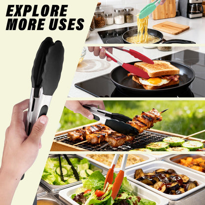 2-Pack Silicone Kitchen Tongs, 9 & 12 Inch, Non-Slip Cooking Set | Food Grade Silicone,BPA Free,Heat Resistant,Non-Slip Grip,Dishwasher Safe,For Daily & BBQ Use