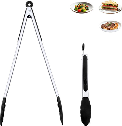 2-Pack Silicone Kitchen Tongs, 9 & 12 Inch, Non-Slip Cooking Set | Food Grade Silicone,BPA Free,Heat Resistant,Non-Slip Grip,Dishwasher Safe,For Daily & BBQ Use