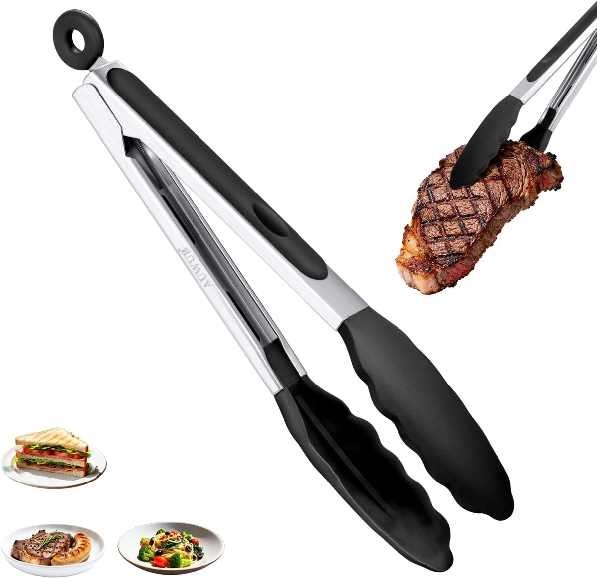 2-Pack Silicone Kitchen Tongs, 9 & 12 Inch, Non-Slip Cooking Set | Food Grade Silicone,BPA Free,Heat Resistant,Non-Slip Grip,Dishwasher Safe,For Daily & BBQ Use