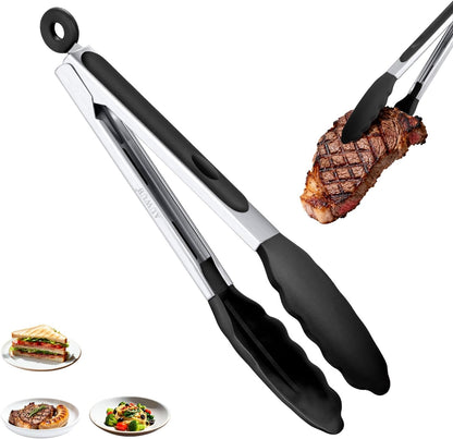 2-Pack Silicone Kitchen Tongs, 9 & 12 Inch, Non-Slip Cooking Set | Food Grade Silicone,BPA Free,Heat Resistant,Non-Slip Grip,Dishwasher Safe,For Daily & BBQ Use
