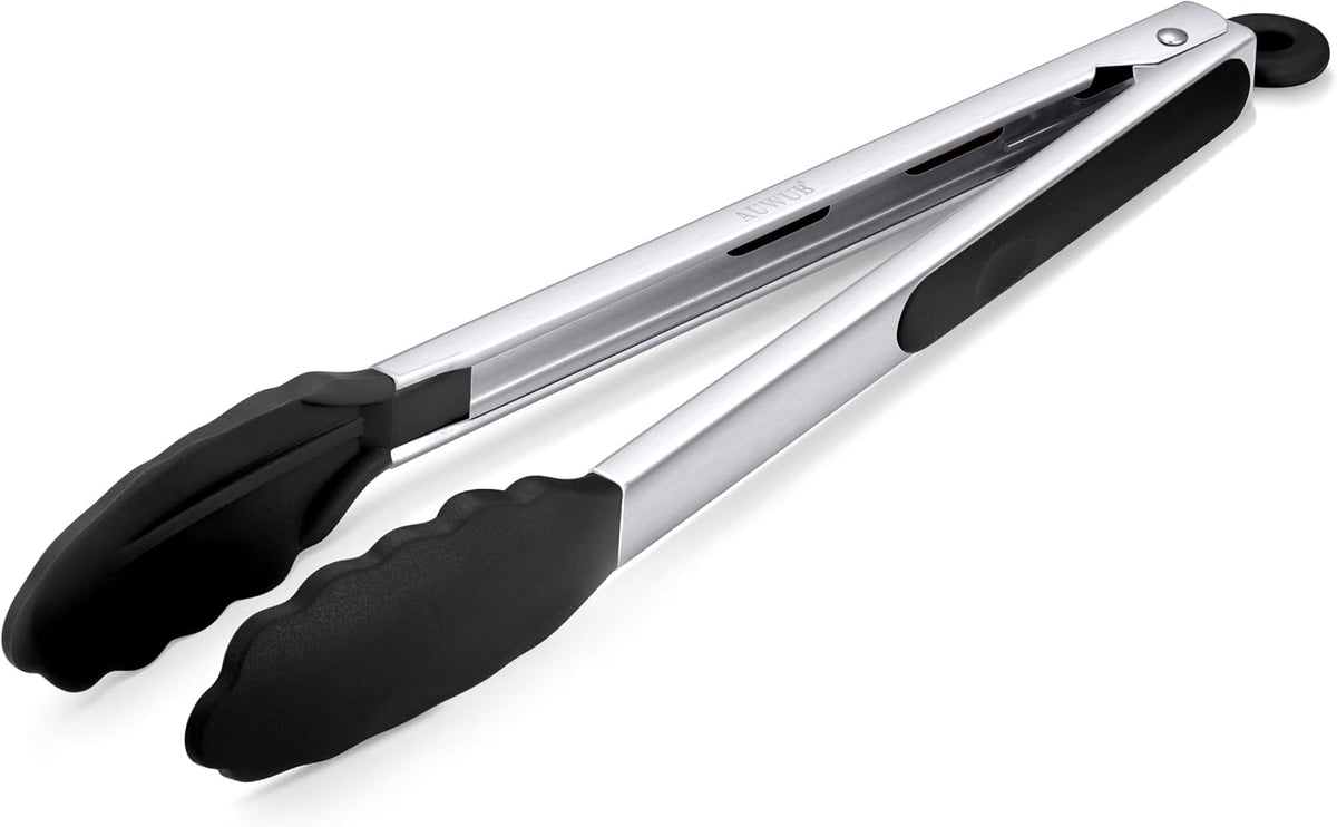 2-Pack Silicone Kitchen Tongs, 9 & 12 Inch, Non-Slip Cooking Set | Food Grade Silicone,BPA Free,Heat Resistant,Non-Slip Grip,Dishwasher Safe,For Daily & BBQ Use