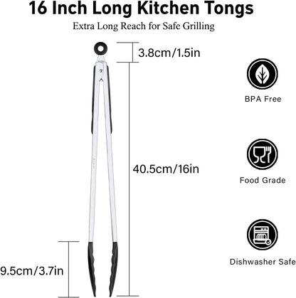 2-Pack Silicone Kitchen Tongs, 9 & 12 Inch, Non-Slip Cooking Set | Food Grade Silicone,BPA Free,Heat Resistant,Non-Slip Grip,Dishwasher Safe,For Daily & BBQ Use