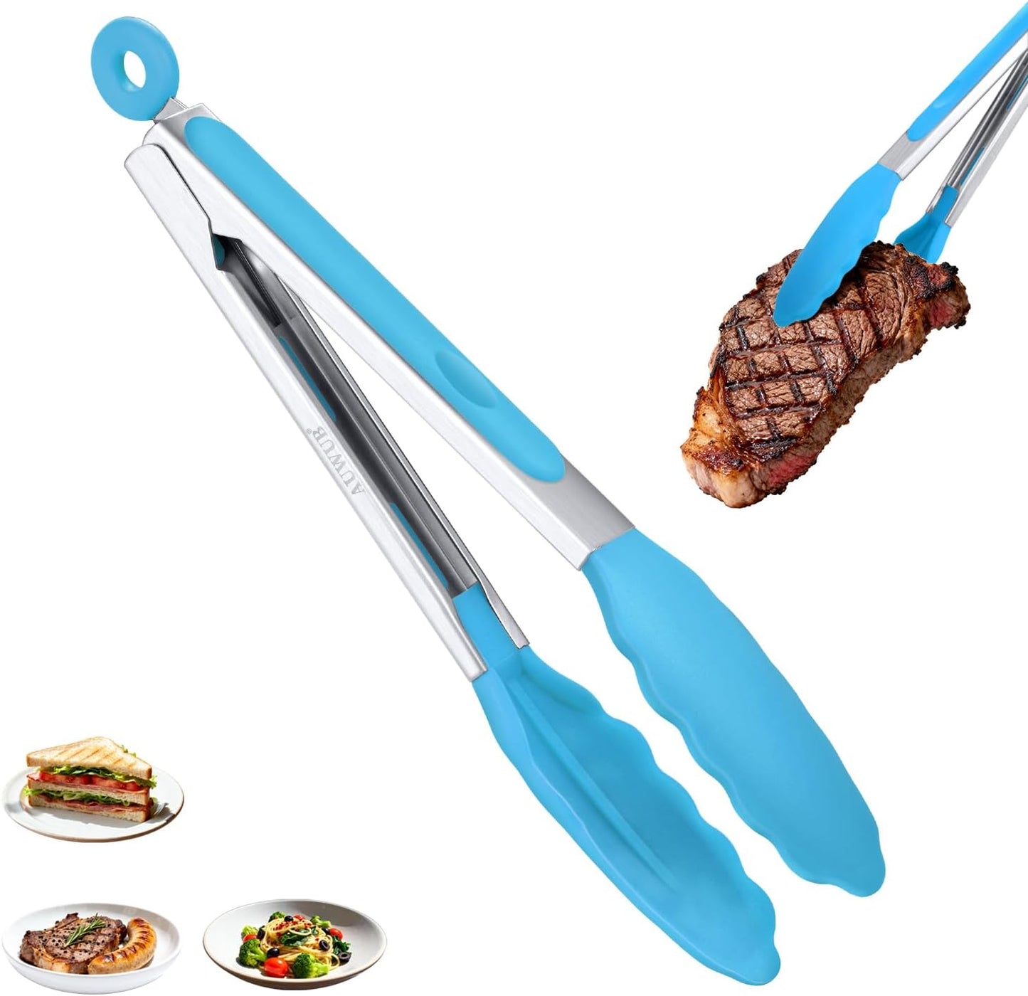 2-Pack Silicone Kitchen Tongs, 9 & 12 Inch, Non-Slip Cooking Set | Food Grade Silicone,BPA Free,Heat Resistant,Non-Slip Grip,Dishwasher Safe,For Daily & BBQ Use