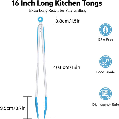 2-Pack Silicone Kitchen Tongs, 9 & 12 Inch, Non-Slip Cooking Set | Food Grade Silicone,BPA Free,Heat Resistant,Non-Slip Grip,Dishwasher Safe,For Daily & BBQ Use