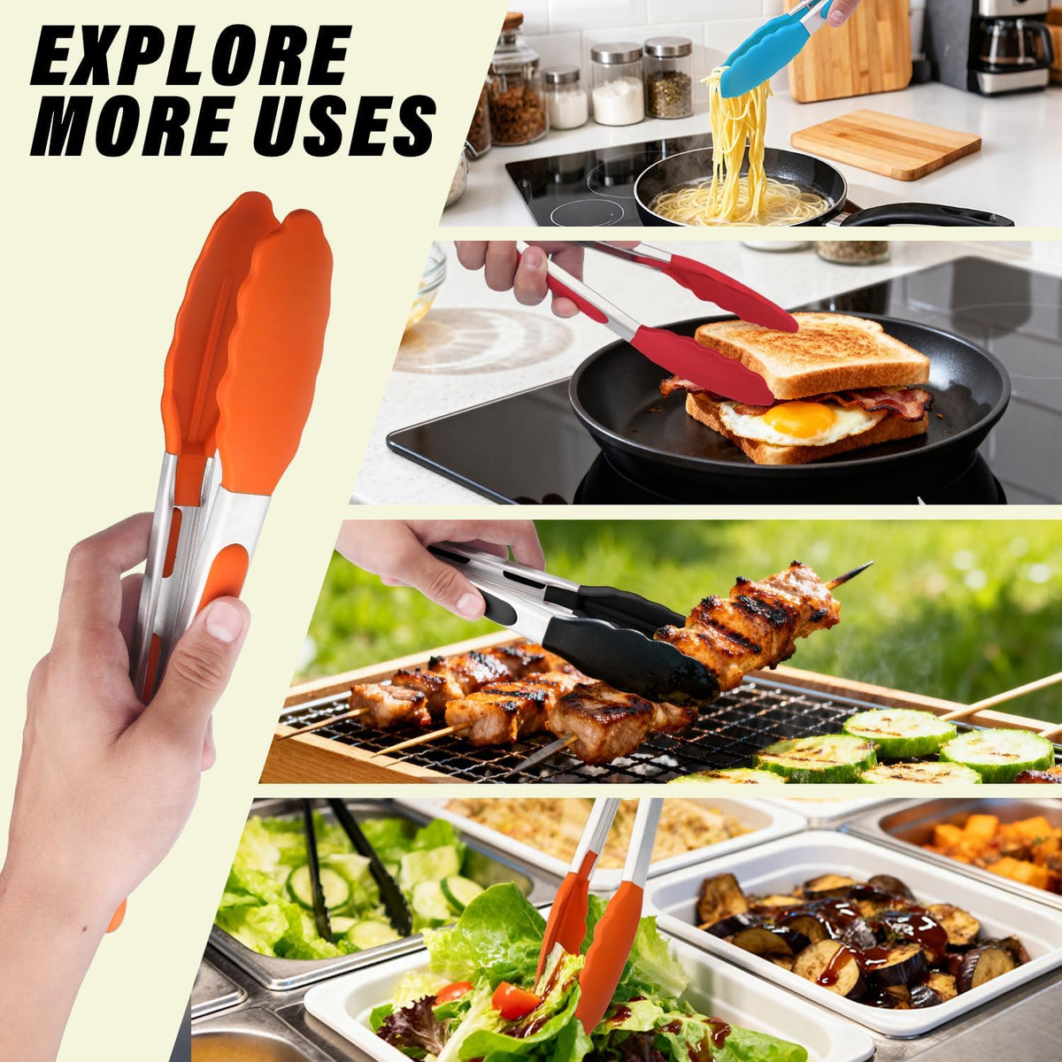 2-Pack Silicone Kitchen Tongs, 9 & 12 Inch, Non-Slip Cooking Set | Food Grade Silicone,BPA Free,Heat Resistant,Non-Slip Grip,Dishwasher Safe,For Daily & BBQ Use