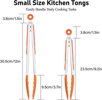 2-Pack Silicone Kitchen Tongs, 9 & 12 Inch, Non-Slip Cooking Set | Food Grade Silicone,BPA Free,Heat Resistant,Non-Slip Grip,Dishwasher Safe,For Daily & BBQ Use