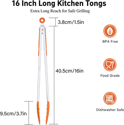 2-Pack Silicone Kitchen Tongs, 9 & 12 Inch, Non-Slip Cooking Set | Food Grade Silicone,BPA Free,Heat Resistant,Non-Slip Grip,Dishwasher Safe,For Daily & BBQ Use