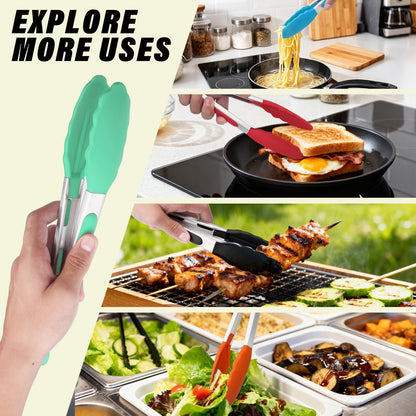 2-Pack Silicone Kitchen Tongs, 9 & 12 Inch, Non-Slip Cooking Set | Food Grade Silicone,BPA Free,Heat Resistant,Non-Slip Grip,Dishwasher Safe,For Daily & BBQ Use
