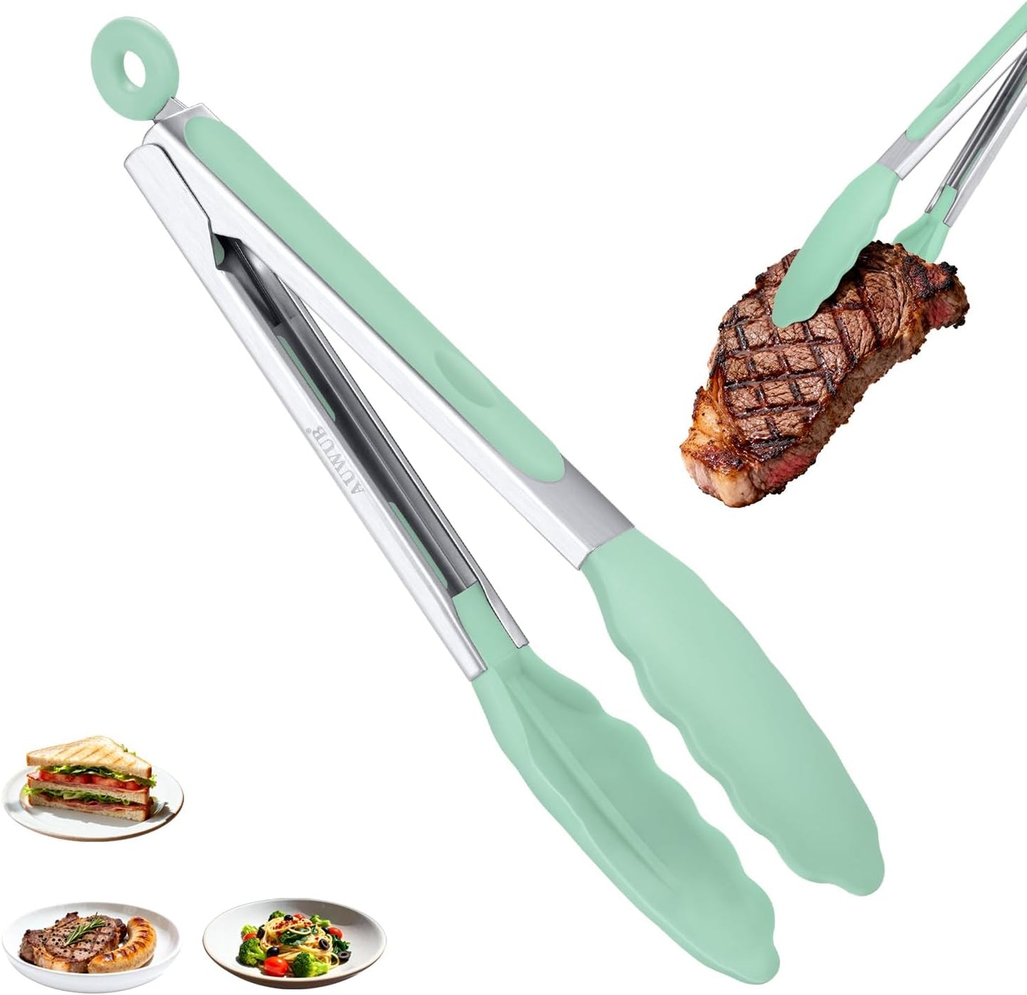 2-Pack Silicone Kitchen Tongs, 9 & 12 Inch, Non-Slip Cooking Set | Food Grade Silicone,BPA Free,Heat Resistant,Non-Slip Grip,Dishwasher Safe,For Daily & BBQ Use