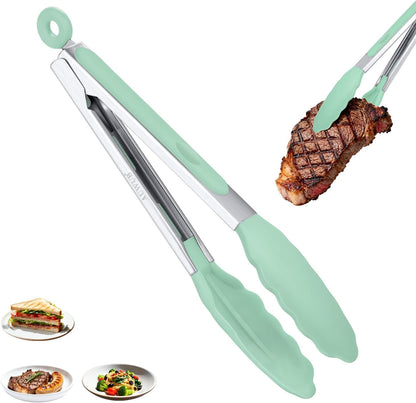 2-Pack Silicone Kitchen Tongs, 9 & 12 Inch, Non-Slip Cooking Set | Food Grade Silicone,BPA Free,Heat Resistant,Non-Slip Grip,Dishwasher Safe,For Daily & BBQ Use