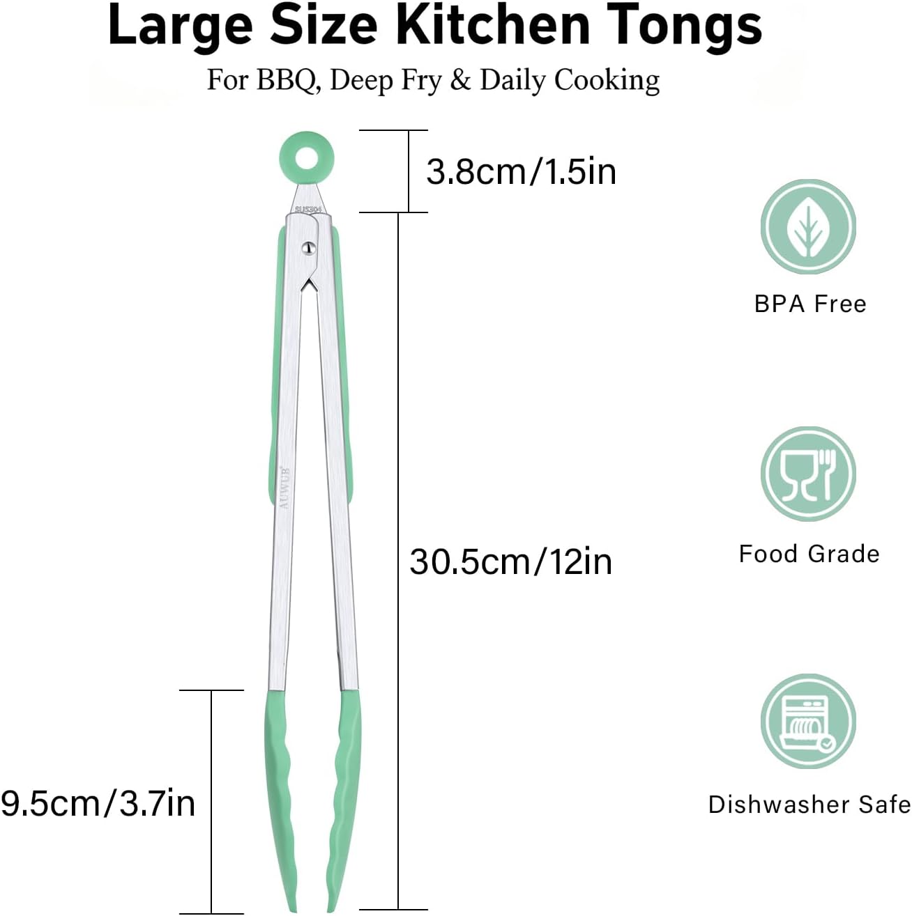2-Pack Silicone Kitchen Tongs, 9 & 12 Inch, Non-Slip Cooking Set | Food Grade Silicone,BPA Free,Heat Resistant,Non-Slip Grip,Dishwasher Safe,For Daily & BBQ Use