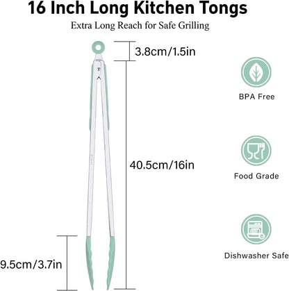 2-Pack Silicone Kitchen Tongs, 9 & 12 Inch, Non-Slip Cooking Set | Food Grade Silicone,BPA Free,Heat Resistant,Non-Slip Grip,Dishwasher Safe,For Daily & BBQ Use