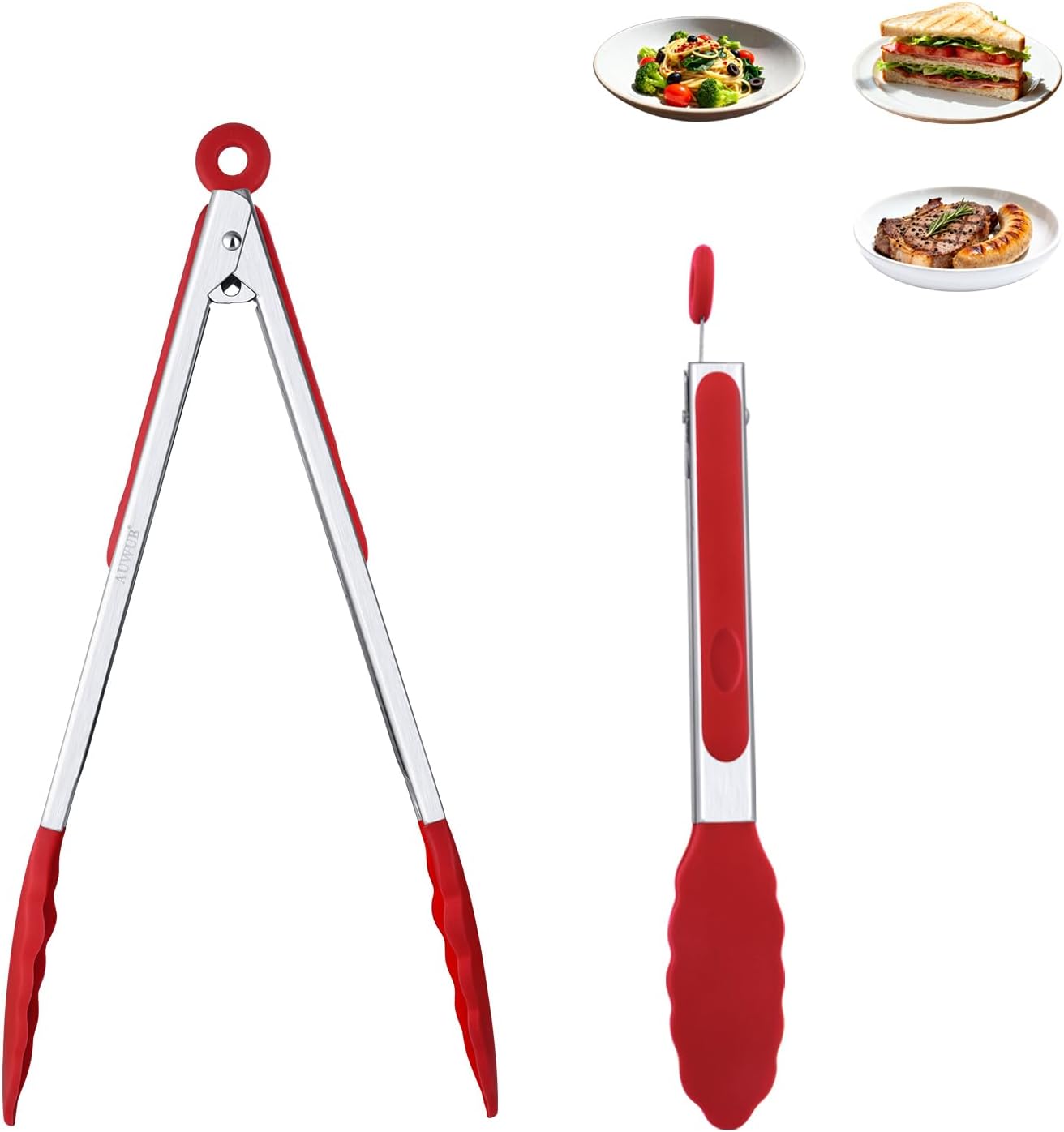 2-Pack Silicone Kitchen Tongs, 9 & 12 Inch, Non-Slip Cooking Set | Food Grade Silicone,BPA Free,Heat Resistant,Non-Slip Grip,Dishwasher Safe,For Daily & BBQ Use