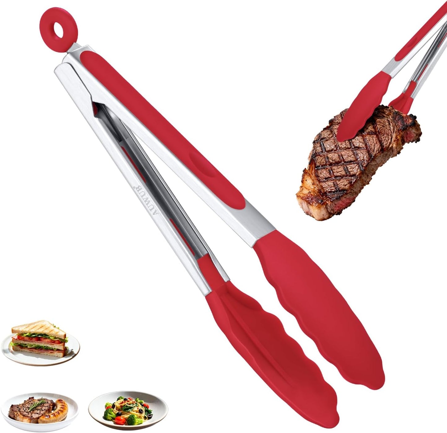 2-Pack Silicone Kitchen Tongs, 9 & 12 Inch, Non-Slip Cooking Set | Food Grade Silicone,BPA Free,Heat Resistant,Non-Slip Grip,Dishwasher Safe,For Daily & BBQ Use