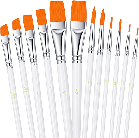 12Pcs Cake Painting Brush Set Professional Watercolor Brushes Food Safe Paint Brushes Candy Decorating Brush for Cookie Cake Pastry Baking Fondant Decoration