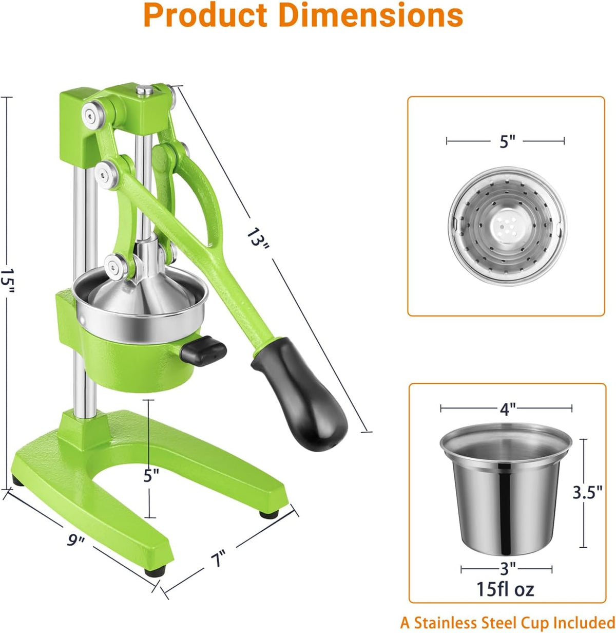 Cast Iron Manual Juicer for Orange Lemon Citrus Fruit & Lime
