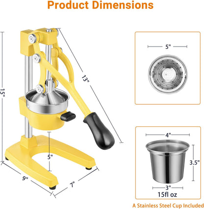Cast Iron Manual Juicer for Orange Lemon Citrus Fruit & Lime