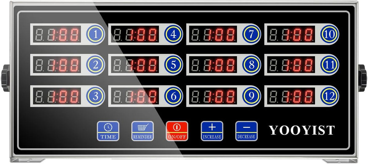 Commercial Kitchen Timer 12 Channel Digital Loud Alarm Cook Timer