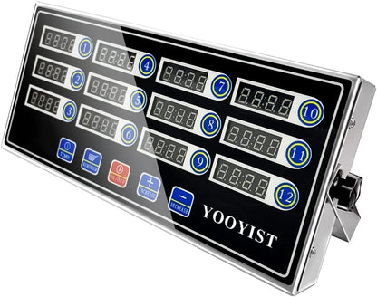 Commercial Kitchen Timer 12 Channel Digital Loud Alarm Cook Timer