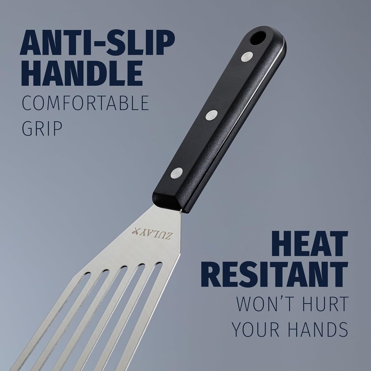 Stainless Steel Fish Turner Spatula - 12.4” Flexible Heat-Resistant Slotted Turner for Non-Stick Cookware - Rust-Proof, Durable & Dishwasher Safe Cooking Utensil for Everyday Use