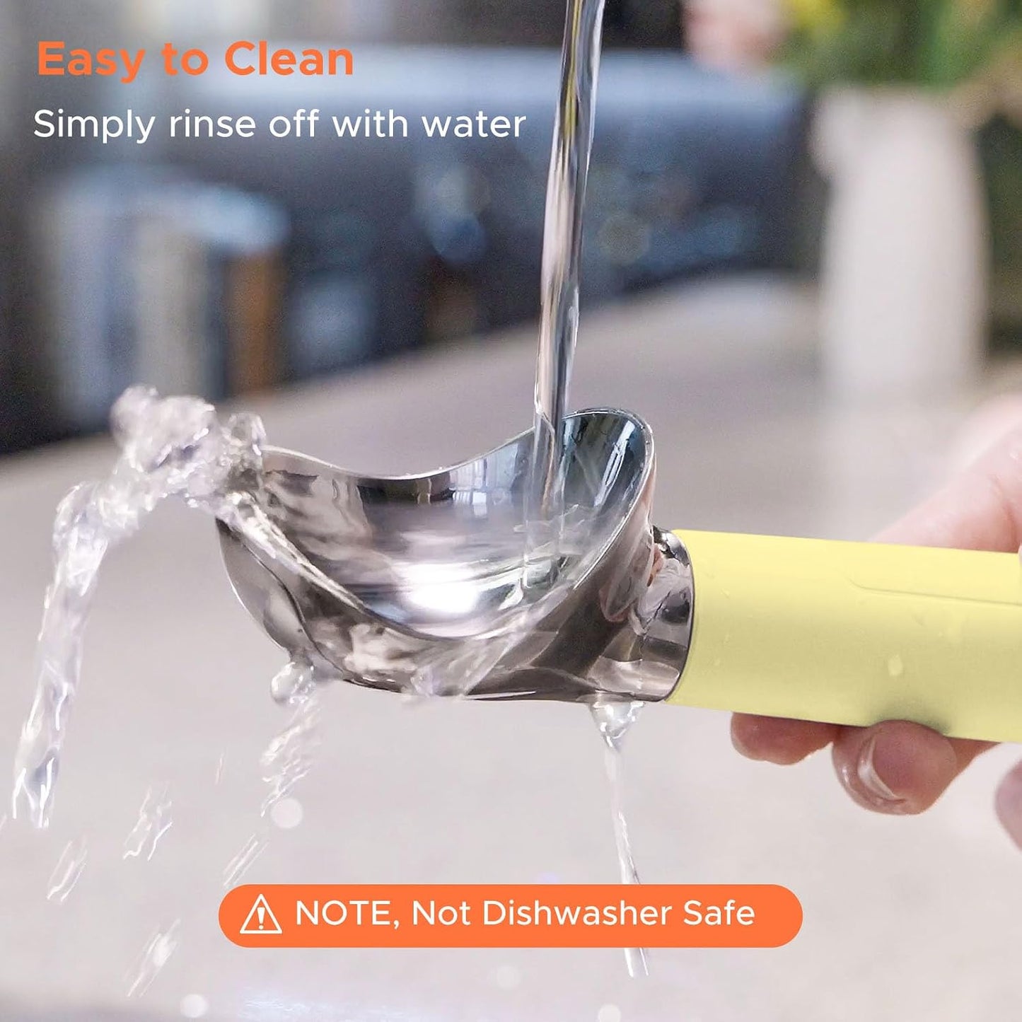 LT Heated Ice Cream Scoop, Rechargeable Electric Warming Scooper, Heats to 158F for Hard Ice Cream, IP67 Waterproof, Easy for Seniors & Kids (Yellow)