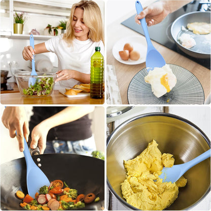 Silicone Spatula Spoon 2-Pack, Rubber Spoonula set Heat Resistant, Cooking Spoon spatula turner Seamless Non-Stick Scrapers for Baking Mixing.